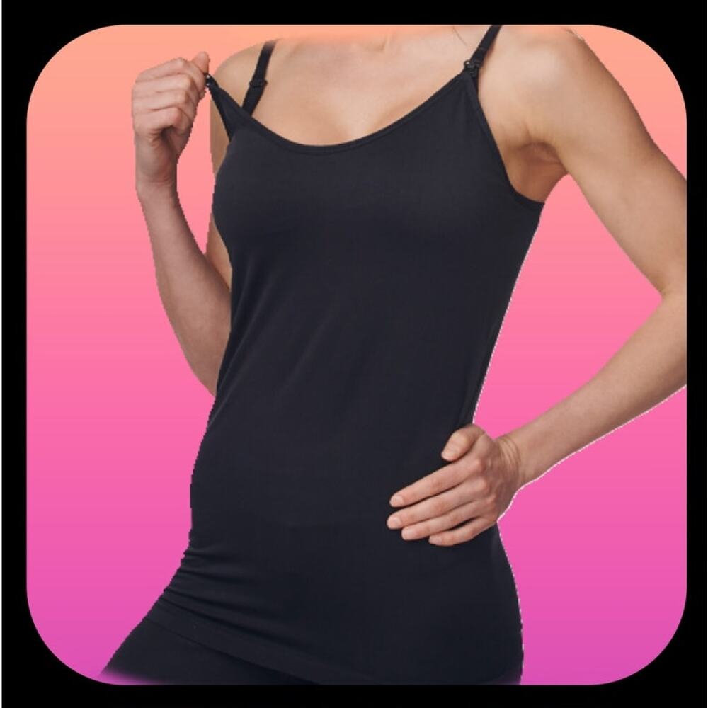 New Black Maternity Seamless Nursing Cami Size Large